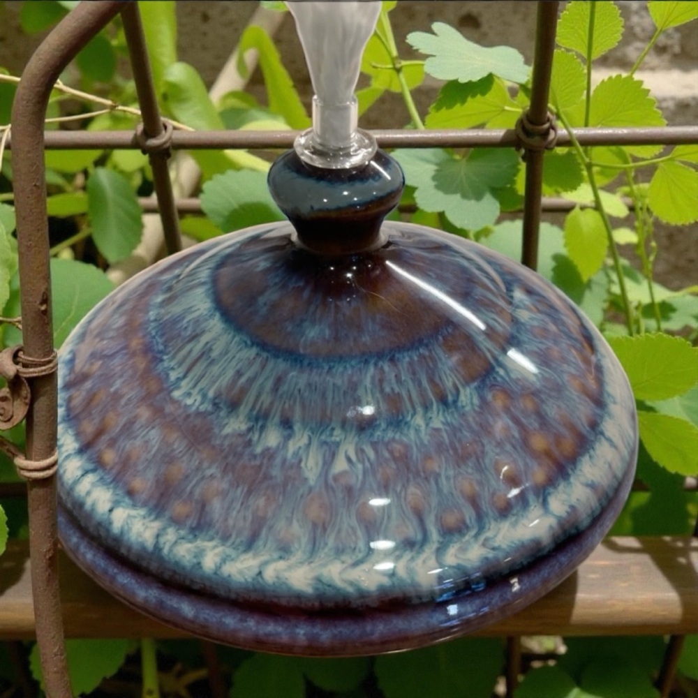 Bill Campbell Beautiful Hand-Thrown Porcelain Art Pottery Oil Lamp